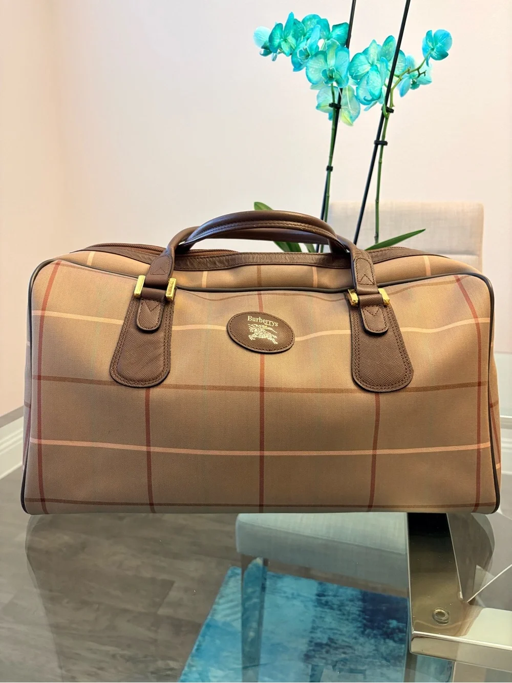Vintage Burberrys Nova Check Boston Bag,